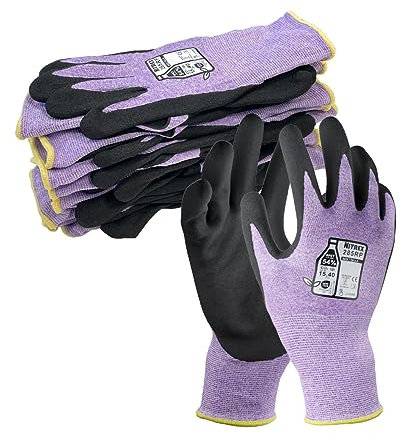 NITREX 285RP 5 Pairs of Work Safety Gloves with NitreGrip® Technology, Sandy Nitrile Palm Coated, Touchscreen Gloves, Size 6, Extra Small