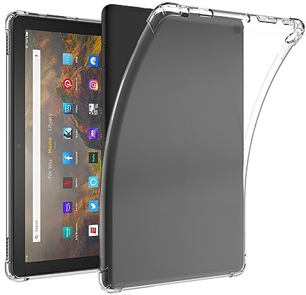 QINOUK Hülle für Amazon Fire HD 10 (2023), [Airbag-Schutz] Ultra-dünne Stoßfeste Schutzhülle, Weiche TPU Klar Hülle, kompatibel mit Amazon Fire HD 10 2023-Transparent