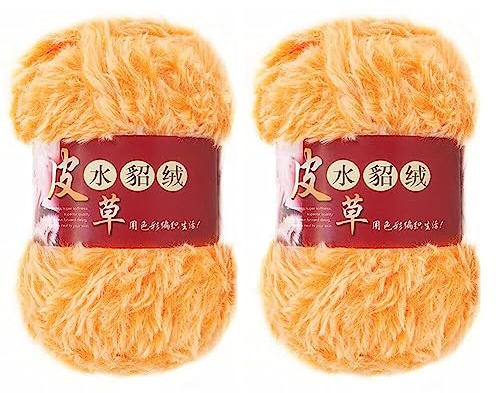 2x100g Kunstfell Garn Handstrickgarne, DIY Häkelgarn Flauschige Kunstpelzgarn Garne Weiches Plüschgarn zum Häkeln Fransengarn für Pullover Schal Basteln Wolle zum Stricken und Häkeln Häkelgarn