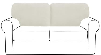UNBBRRL Rückenlehne Überzug, Elastischer Sofa Sitzkissenbezug für Rückenkissen, T-Form Rückenlehnenbezug, Sofabezug mit Gummiband (Elfenbein,T-Links + T-Rechts)