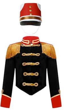 Agoky Jungen Nußknacker Prinz Jacke und Hut Kinder Zirkusdirektor Cosplay Kostüm Weihnachten Fasching Karneval Outfits
