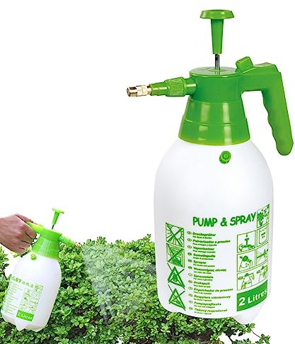 PRIMUZ Drucksprühflasche, 2L Gartensprüher Pumpflasche, Hochdrucksprüher für Unkraut Kiler Fungizide Reinigung, Pumpsprüher mit verstellbarem Sprüher und Tragegurt