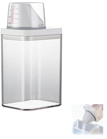 JINJUMEI 1100ML Dispenser di Detersivo in Polvere, Dispenser Detersivo Lavatrice Contenitore per Detersivo con Misurino Chiaro Dispenser di Detersivo per Detersivo Liquido, Detersivo Solido