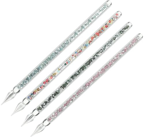 AOKWAWALIY Glasstift, 4 Stück, Glas-Tintenstift, Kalligraphie-Stift, Schreibstift, helles Glas, Kalligraphie-Stift