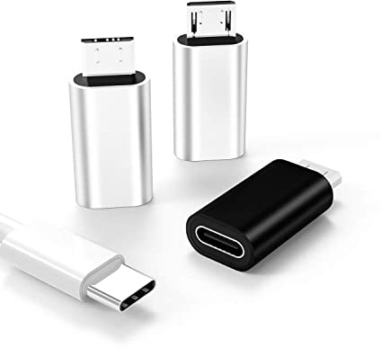 Adaptador micro USB macho a USB C hembra (paquete de 3) cable de carga tipo C, convertidor de puerto Thunderbolt, cable de carga, conector Android compatible con Samsung Galaxy S6 S7 A8 Edge Nexus