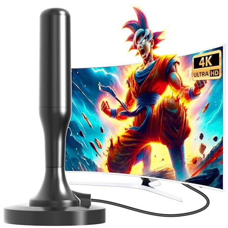 DTB TECH DTB DVBT2 Antenne - Zimmerantenne für Fernseher - 240km Reichweite 360° - dab antenne Mit Magnetfuß, 3m Koaxialkabel - Signalqualität durch ALU-Kern - Alle TV-Geräte