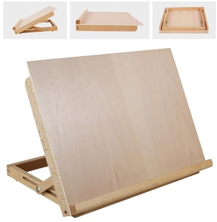 A3 Artist Drawing Board, Adjustable Angle Folding Beech Wood Wood Desktop Painting Easel, 16.93x12.6x2.36 inches Portable Table Top Sketching Board for Artists Beginners Student