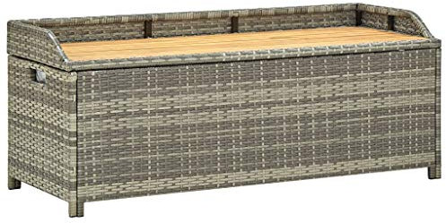 Cozynest Gartenbank mit Stauraum 120 cm Poly Rattan Grau