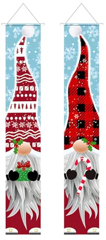 Valicaer Pancartas de Navidad,Cartel de Navidad para Porche Banderas Colgantes de Navidad Decoraciones de Bandera de Puerta para Interiores y Exteriores Merry Christmas para Fiesta de Porche (Rojo B)