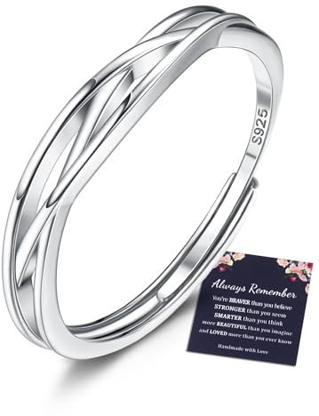 JeweBella Ring Silber 925 Damen Verstellbar Ringe Frauen Stapeln Daumenring Fingerring Eheringe Engagement Promise Ring Verlobungsring Damen Ring Damen Schmuck mit Geschenkkarte