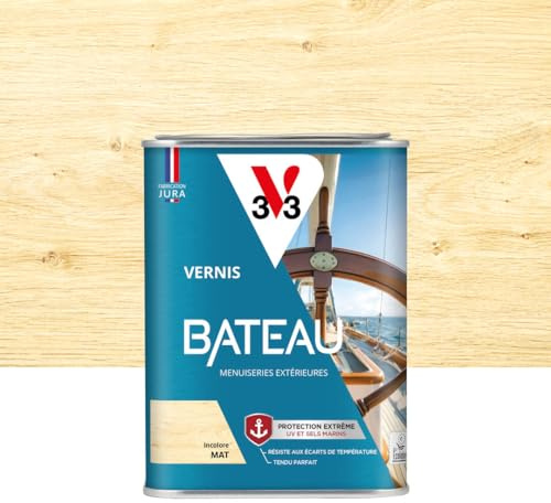 V33 Vernis bois extérieur Incolore mat - Vernis bateau - Protection extrême UV et sels marins - Résistance aux écarts de températures - Ecolabel - 1L | Protection extrême UV et sels marins - Résistance aux écarts de températures - Ecolabel