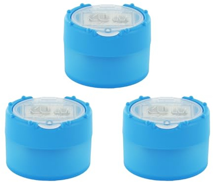 KUM - Anspitzer mit Behälter Click-Snap M2, blau, 3er Pack | Doppel-Behälterspitzer für Blei- und Buntstifte, ideal für Schule, Büro und zu Hause