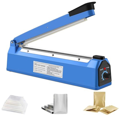 SINZUX Machine à Sceller Thermique Impulse, Scelleuse PE/PP Manuelle pour Aliments, Étanchéité Hermétique (300mm)