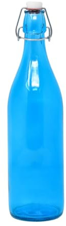 UNIQUE HOME LIVING Glass Water Bottle, 1 Litre Water Juice Beverage Container, BPA-Free Leakproof Reusable Drinking Bottle with Clip Top Lid