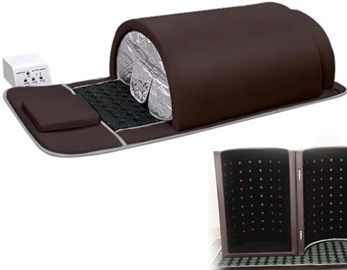 1200W Dôme De Sauna Infrarouge Lointain,Capsule Sauna à Couverture Complète à 360 Degrés Avec Oreiller,Sauna Professionnel Extra Large Avec Tapis Infrarouge Avec Pierres De Tourm,Brown