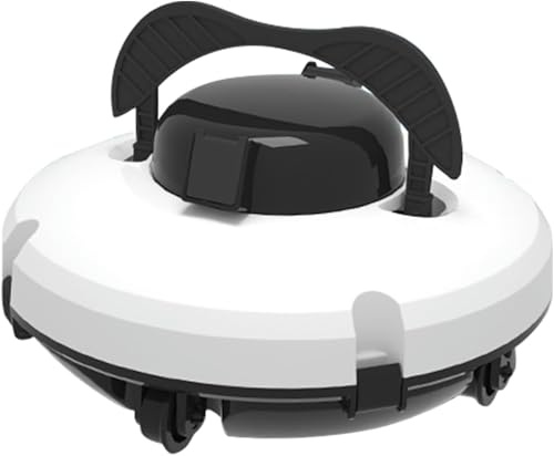 WQZzjm Cordless Robotic Pool Cleaner, Pool Vacuum with Dual-Drive Motors, Self-Parking Technology, for Above-Ground/In-Ground Flat Pools up to 1000 Sq.Ft (Lasts 120 Mins) (White EU)