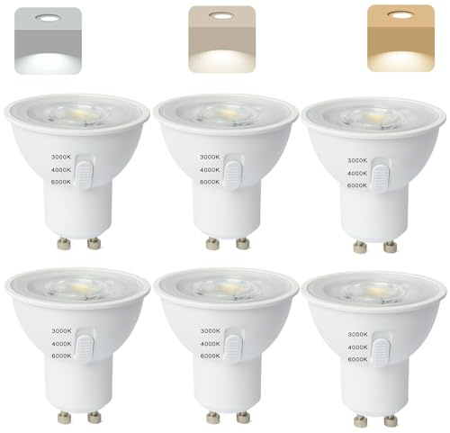 Brantoo GU10 LED Lampe 5W（50W Halogenlampe ersetzt, 3 CCT einstellbar Warmweiß 3000K Neutralweiss 4000K Kaltweiß 6000K Glühbirnen,Abstrahlwinkel 38° GU 10 Leuchtmittel,Nicht Dimmbar Energiesparlampe