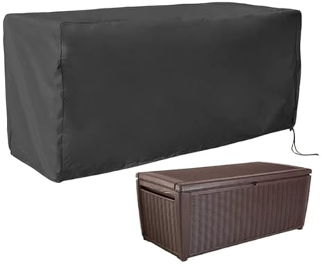 Housse de protection pour coffre à coussins de jardin - Bâche de protection 100 cm - Imperméable aux UV et aux UV - 123 x 62 x 55/130 x 60 x 71 cm - Noir