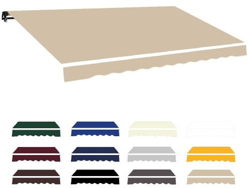 Tessuto di ricambio per tenda retrattile, materiale impermeabile per balcone, cachi, 400 x 250 cm, perfetto per tende a braccio congiunto e tende a morsetto.