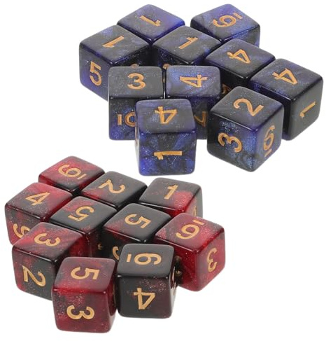 BRIGHTFUFU Set di 20 Dadi da Gioco in Acrilico a 6 Facce Design Galassia, Cubi Portatili per Giochi da Tavolo e Sessioni Rpg