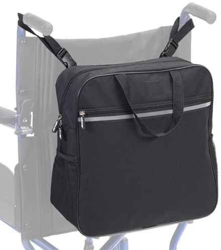 Rullstolsväska 35 x 14 cm vattentät väska i Oxfordtyg med mugghållare stor kapacitet ryggsäck för äldre och funktionshindrade