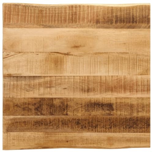 Frdhee Mesa de comedor con borde de árbol, 80 x 80 x 3,8 cm, madera maciza de mango rugoso para mesa auxiliar, mesa de trabajo, mesa de ordenador