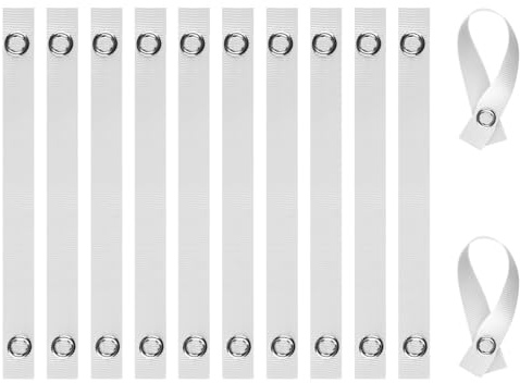 wellrun 12 Pcs Towel Clips Hanger Set,Sewing-Free Tea Towel Hanging Clips with Pin Button Closure,White Loop Towel Holders for Home Kitchen Bathroom
