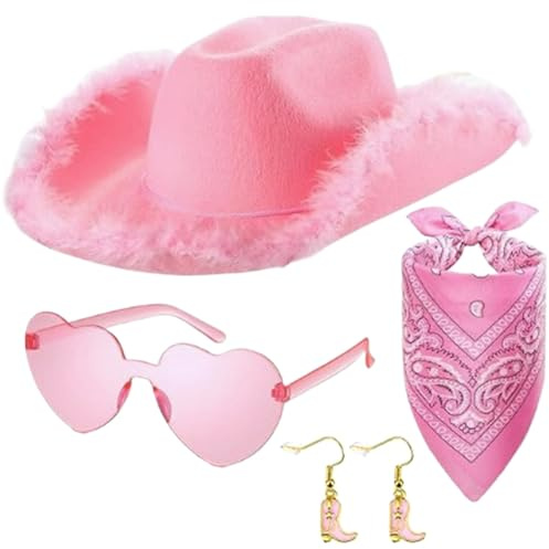 Cappello Da Cowboy Da Donna - Peluche Rosa, Costume Da Cowgirl Per Adulti 4X, Cappello Per Giochi Di Ruolo Alla | Accessorio Per Feste Di Festival Per Travestimenti, Fidanzata, Moglie, Madre, Div