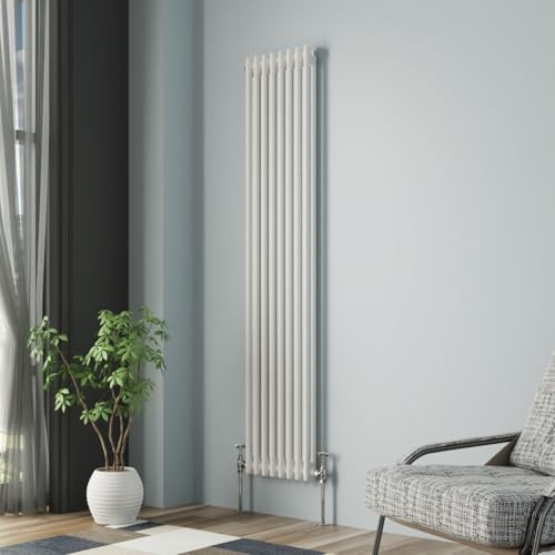NRG 1800 X 380 mm Gloss White 2 Column Radiators Vertical Cast Iron Rads | Traditional, Designer Radiator, Central Heating, Radiator Wall Mounted, for Bathroom, Living Room, Kitchen, Bedroom