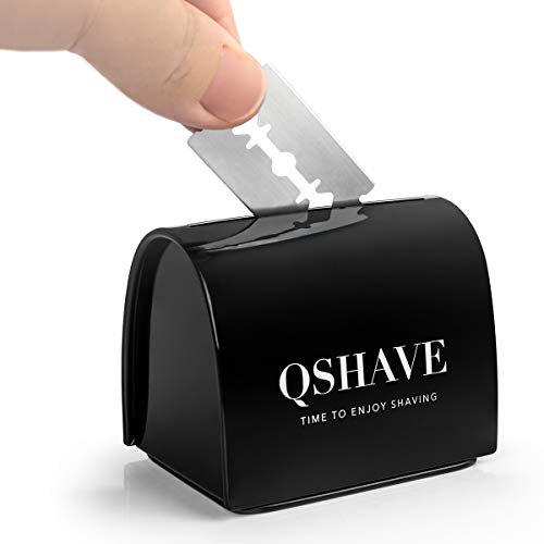 QSHAVE Caja de eliminación de cuchillas, banco de almacenamiento seguro para cuchillas de afeitar de seguridad usadas