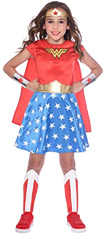 amscan Kind Wunderfrau Wonder Woman Verrücktes Kleid Kostüm Alter: 3-4 Jahre (Alter: 8-10 Jahre), Rot