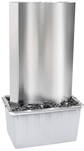 vidaXL Gartenbrunnen mit LED Beleuchtung Springbrunnen Garten Terrasse Deko Brunnen Zierbrunnen Wasserspiel Silbern 60,2x37x122,1cm Edelstahl