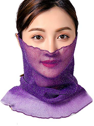 Cheerlife Damen Loop Schal Aufhängend Ohren Mädchen Tuch Halstuch Schlauchschal Halsschutz Sonnenschutzschal Rundschal Seidenschal Abnehmbar Faux Kragen (Lila)
