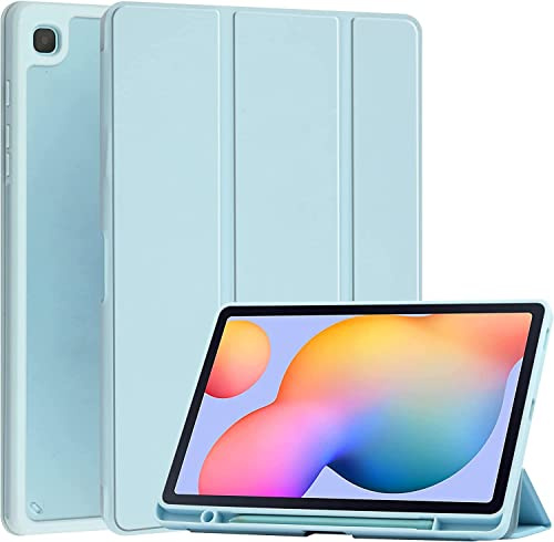 VOVIPO Slim Case for Samsung Galaxy Tab S6 Lite 10.4 inch 2022 (SM-P613/P619) & 2020 (SM-P610/P615),Shockproof Cover with Clear Transparent Back Shell with S Pen Holder-Blue