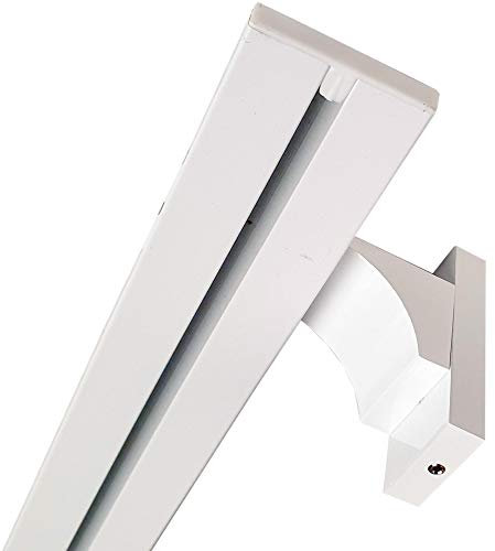 Vorhangschiene Aluminium (inkl. Wandträger) - Weiß 1 Lauf 90cm - Flache Gardinenschiene (7mm) - inkl. Vorhanggleiter