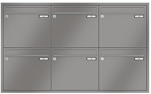 RENZ/Eckrahmen / 6er Unterputz-Briefkastenanlage Einbau-Briefkasten/RAL-Farbe 9007 Volumen 1/Dein-Briefkasten.de