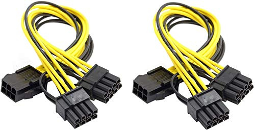 baolongking - Cavo di alimentazione splitter da connettore PCI-E a 6 pin a doppio connettore a 8 pin (6+2), cavo di alimentazione per scheda video, prolunga/cavo splitter di alimentazione (2 pezzi)