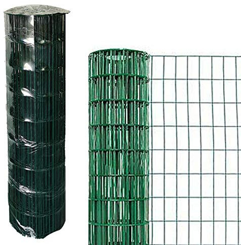 Bowose 0.9M X 10M Wire Mesh Fencing Green PVC Coated Rustproof Hot Dipped Galvanised Steel 2mm Wire Diameter Metal Fence Roll Garden Poultry Netting Chicken Wire Easy to Cut and Bend