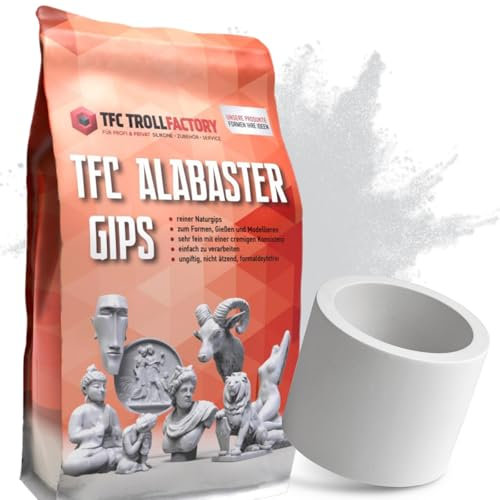 TFC Troll Factory Alabaster Gips, natur weiß, 2x5 kg I Gießmasse für Silikonformen, zum Bemalen und Modellieren, Handabdruck, Babybauch I sehr fein