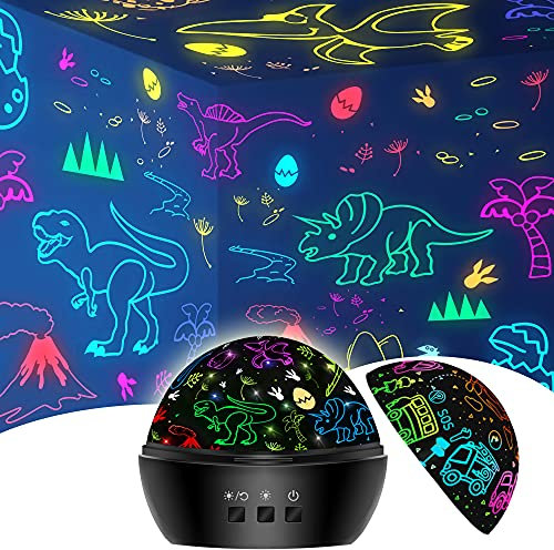 DQMOON Dinosaurier-Spielzeug für Jungen 3–9 Jahre, 2-in-1-Kinderspielzeug, Dekoration, Weihnachten, Nachtlicht, Dinosaurier-Projektor für Jungen 3–8 Jahre, Geburtstag 4–10 Jahre alter Junge, Weiß