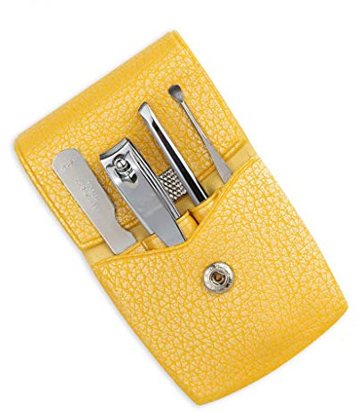 Profesional Cortaúñas 4 Piezas Conjunto podadoras de Clavo, podadoras de Clavo de Uñas Linda Chica Estudiante Reparación portátil de uñas Decoración del Conjunto Amarillo Uña Clippers Set de Manicura
