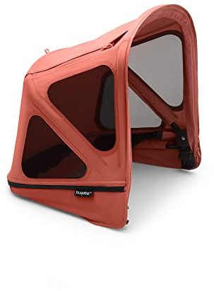 Bugaboo Donkey Sonnendach mit Lüftungsfenstern, ausziehbar für zusätzlichen und optimalen Sonnenschutz, wasserabweisend, kompatibel mit allen Bugaboo Donkey Kinderwagen, Sunrise Red