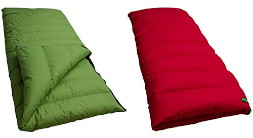 LOWLAND OUTDOOR Companion Summer Daunen Deckenschlafsack, Grün, 210x80 cm & Companion Economy Daunen Deckenschlafsäcke, Rot, 210x80 cm