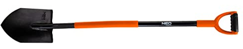 NEO TOOLS Profi Spaten gehärtet, Metall-Schaft, gummierter Griff auf Rohr, 1250 mm lang, Kopfbreite 200 mm, Gärtnerspaten, Ergonomic Bauspaten Bauschaufel Gartenschaufel (scharf)