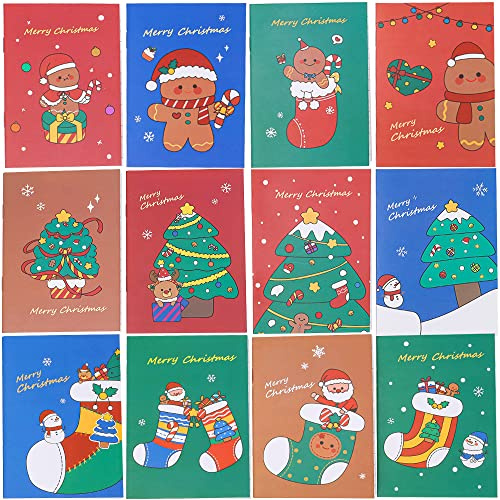 Lircentoud 24 Stück Notizbuch Weihnachten Klein,Notizblöcke Weihnachten Kinder,Mini Notizblock Weihnachten,Tagebuch Weihnachten,Christmas Notepad,Notizblock Weihnachtsgeschenke