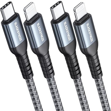 BLACKSYNCZE Cavo USB C a iPhone, [2Pezzi 1M] Certificato MFi Cavo iPhone Tipo C Power Delivery Carica Rapida USB C iPhone per iPhone 13 12 11 Pro Max 13 12 Mini XR XS X 8Plus 8 SE 2020, Grigio