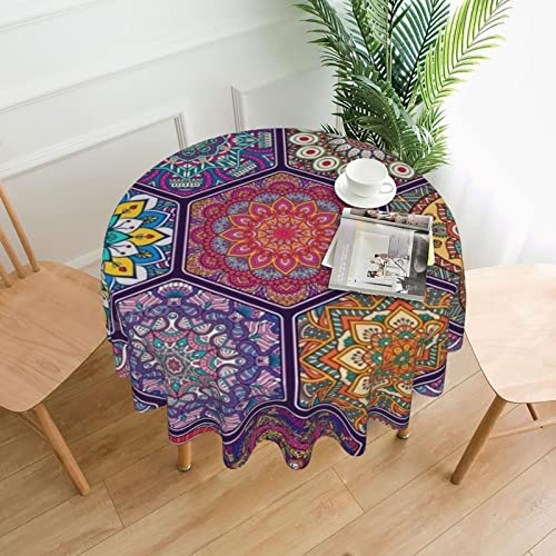 BEULSI Schöne sechseckige Tischdecke, rutschfest, Baumwolle, Leinen, runde Esszimmer-Tischdecke, Heimdekoration, für drinnen und draußen, Hochzeit, Party, Weihnachten, Picknick