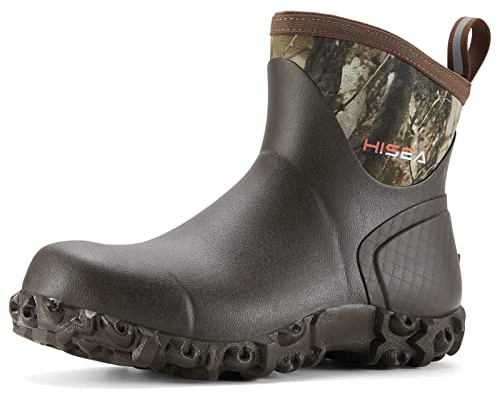 HISEA Men's Rubber Rain Boots Waterproof Ankle Neoprene Garden Shoes