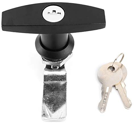 Rear T-Handle Canopy Lock With Keys - Truck Topper Security Handle for Tool Box, Garage Door, Snugtop and Trailer Caravan (Black)
