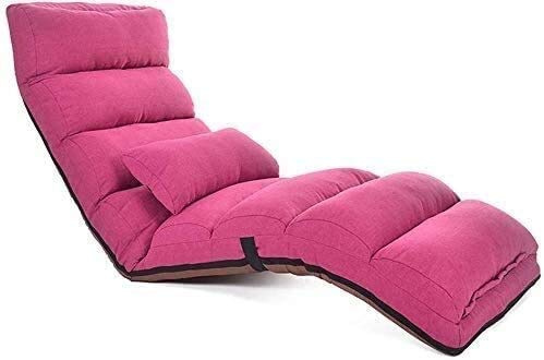 Sun Lounger Reclining Chairs Lazy Sofa Bed/Cotton Sofa Chair Floor/Leisure Japanese Deck Chair/Back Chair Bay Window Office Living Room - Folding / 6 Gear Adjustment/Detachable Sun Lounger Chair,Rose